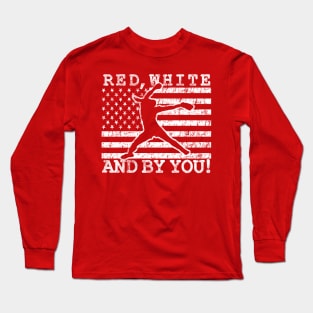 Red White and By You Fastpitch Softball Pitcher Gifts Long Sleeve T-Shirt